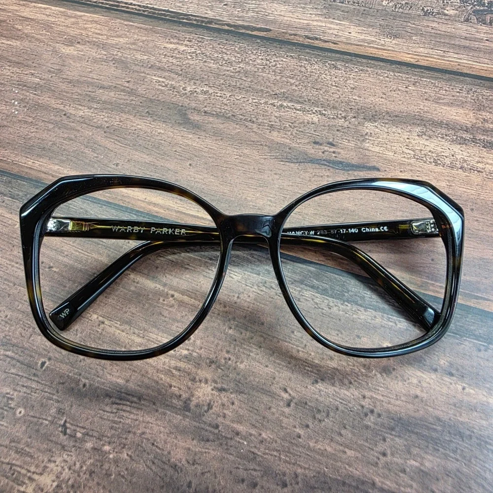 Warby Parker Nancy W 283 Tortoise Shell Geometric Oversized Eyeglasses 57-17-140